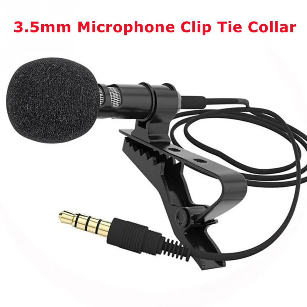 3.5mm Microphone Clip Tie Collar for Mobile Phone Speaking in Lecture 1.5m/3m Bracket Clip Vocal Audio Video Lapel Microphone podcast microphone