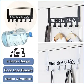 

Over The Door Hook Rack Panda Pattern Metal Hanger Wrought Iron Storage Holder Elegant Design Hanging Coat Hat Towel Bag Rack