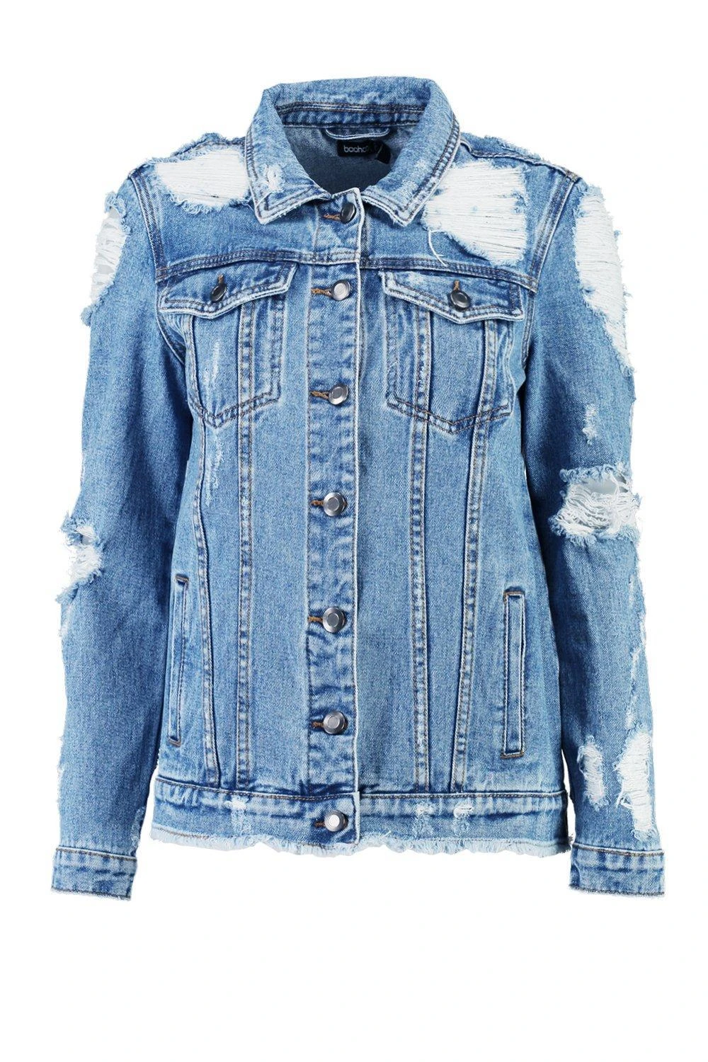 denim ripped jean jacket