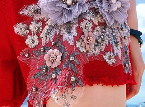 Летние Для женщин вышивка бусины, жемчужины широкие брюки кисточкой красные, черные Джинсовые шорты, Для женщин s 5xl женские джинсы с высокой талией шорты