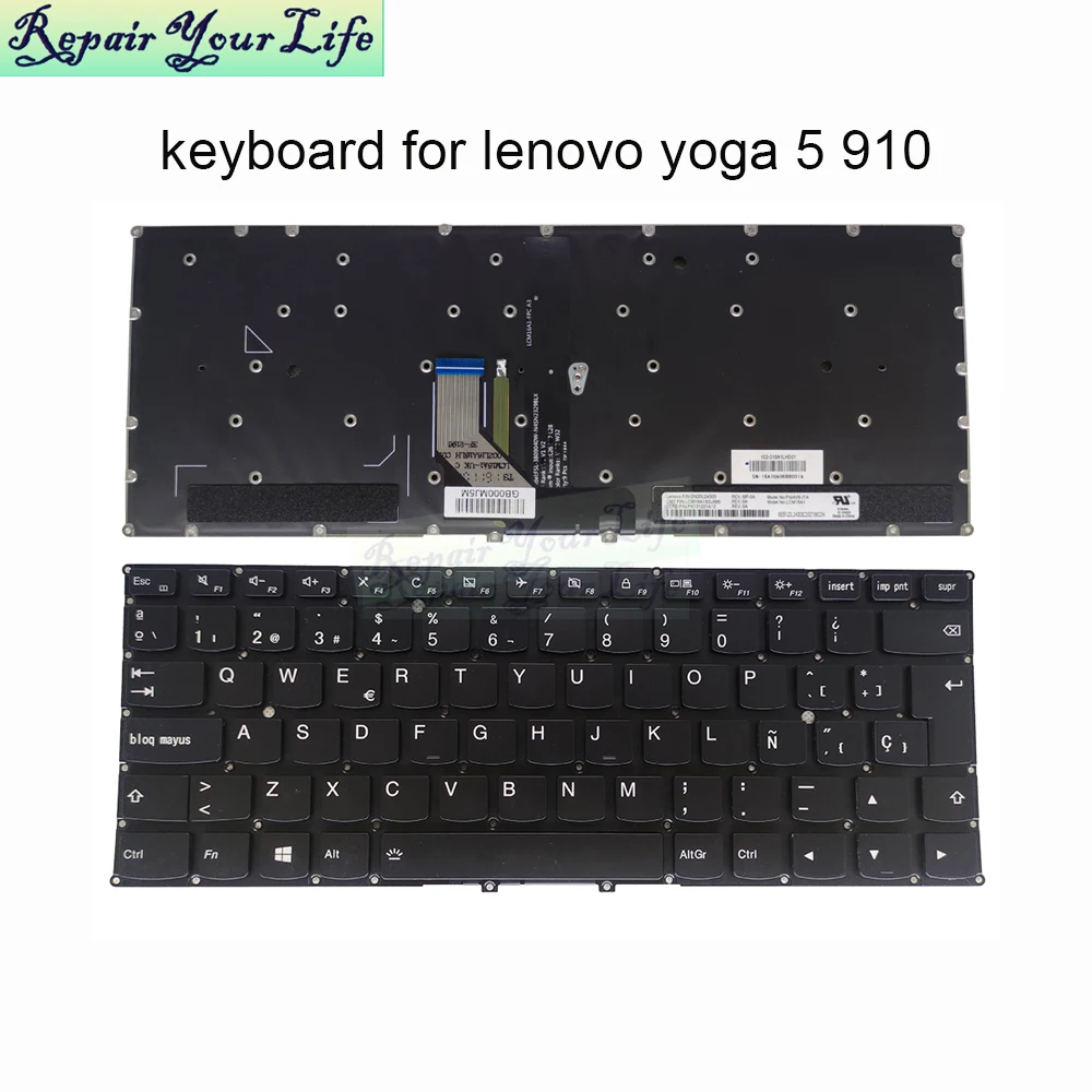 

LA Latin Spanish Backlit Keyboard for lenovo yoga 5 Pro yoga 910 910-13IKB SP Spain laptop keyboards light PM4VB PK131221A12 New