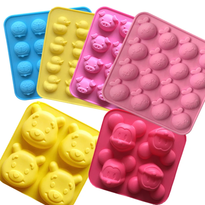 สัตว์รูปร่างซิลิโคนช็อกโกแลตแม่พิมพ์หมีแมวเป็ด Groundhog กระรอกถาดเค้ก