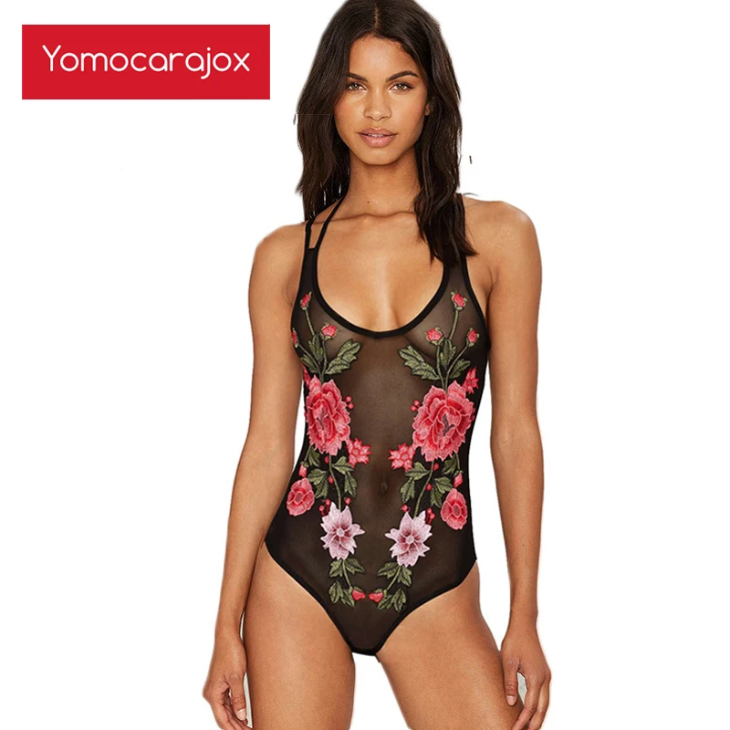 

Lingerie Bodysuit Sexy Costume Perspective Soluble Flowers Decoration Underwear Erotic Catsuit Bodystocking Babydoll