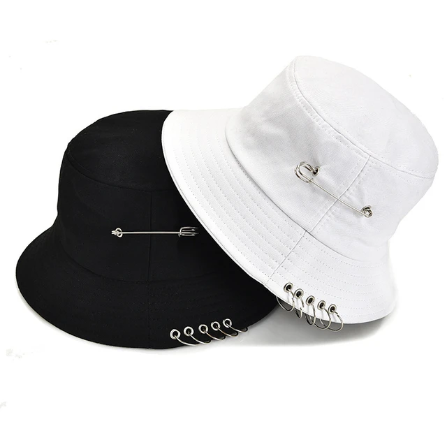 Sombrero de pescador con anillos Unisex, gorra de pescador, Color sólido,  transpirable, Hip hop, Punk