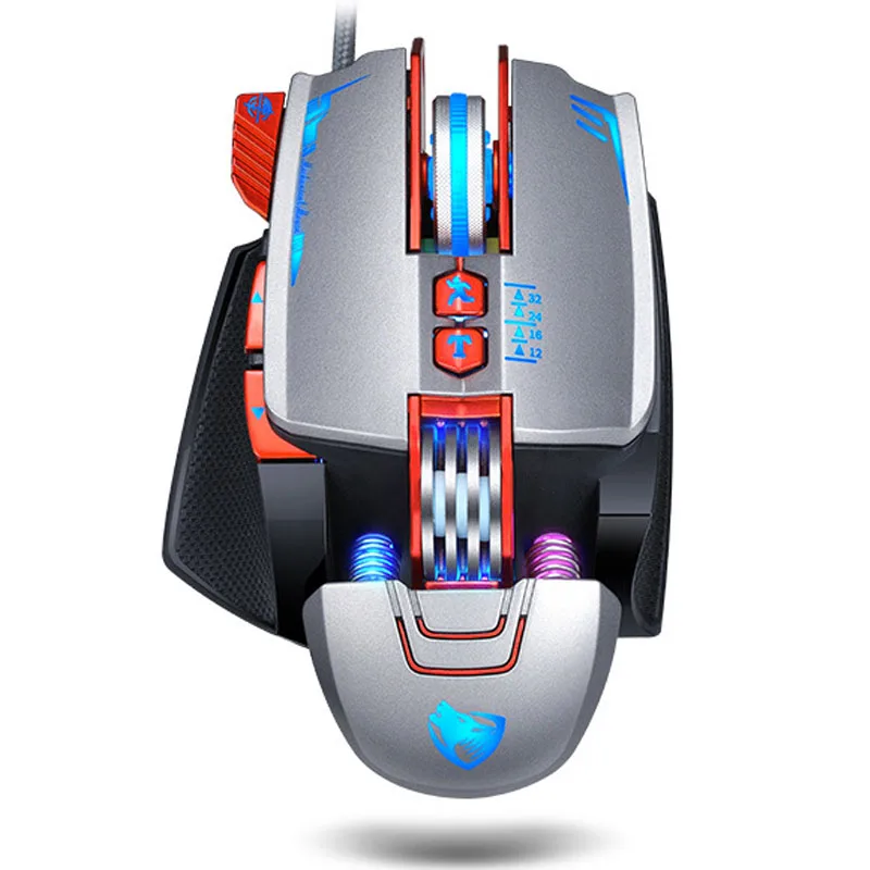 Профессиональная игровая мышь 8D 3200 dpi, регулируемая Проводная оптическая светодиодный компьютерная игровая мышь, USB кабель, мышь для ПК и ноутбука - Цвет: V9 Silver