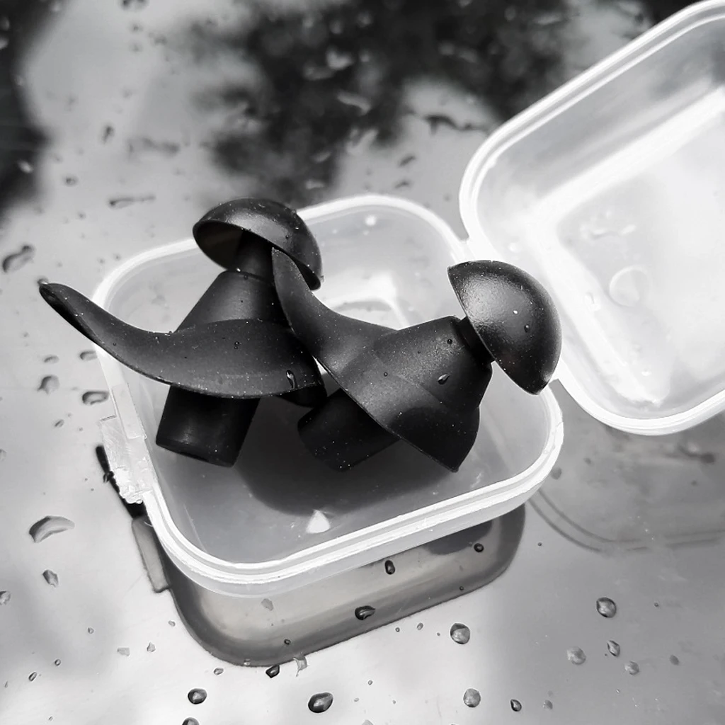 Silicone Swim Earplugs - Comfortable & Waterproof Ear Plugs for Swimming Showering Boating Spring with Carrying Case