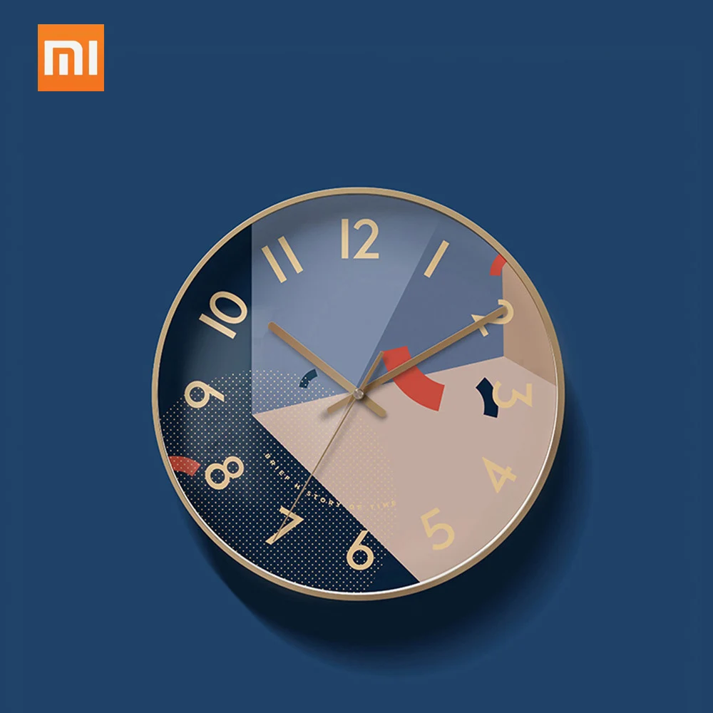 

Xiaomi Mijia Yuihome Decor Wall Clock 30.5cm Mirror Glass Surface Art Geometric Patterns Home Mute Clock for Mi Smart Home