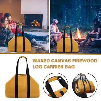 

Waterproof Large Capacity Camping Picnic Outdoor Firewood Bag Durable Canvas Firewood Match Carrier Storage Canvas Tote Bag