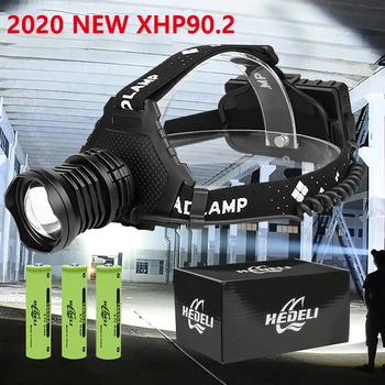 

300000lm Most Powerful XHP90.2 Led Headlamp Head lamp USB Rechargeable Headlight Waterproof Zoom Fishing Light Use 18650 Battery
