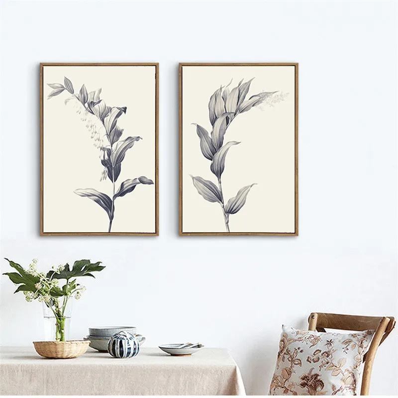 Simple Plant Leaves Branches Home Living Room Decorative Painting Bedroom samply Canvas Printings cuadros decoracion salon | Дом и сад