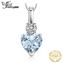 Ювелирный дворец Натуральный аквамарин белый топаз кулон ожерелье 925 драгоценные камни из стерлингового серебра Колье Ожерелье