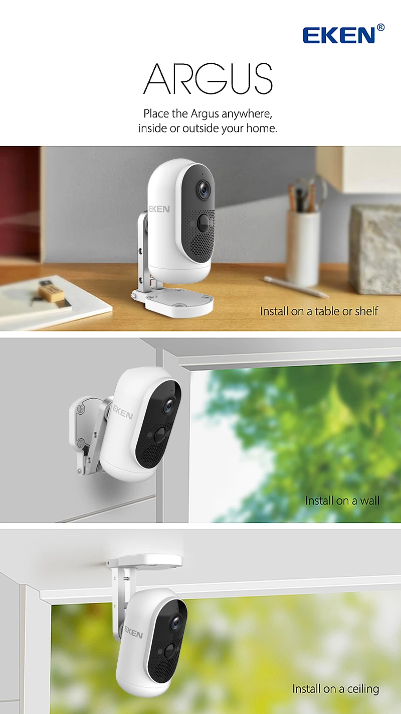 Full HD 1080P Мини видеокамера EKEN ARGUS Wi-Fi ночное видение безопасность дома монитор широкий угол открытый Крытый IP видеокамера