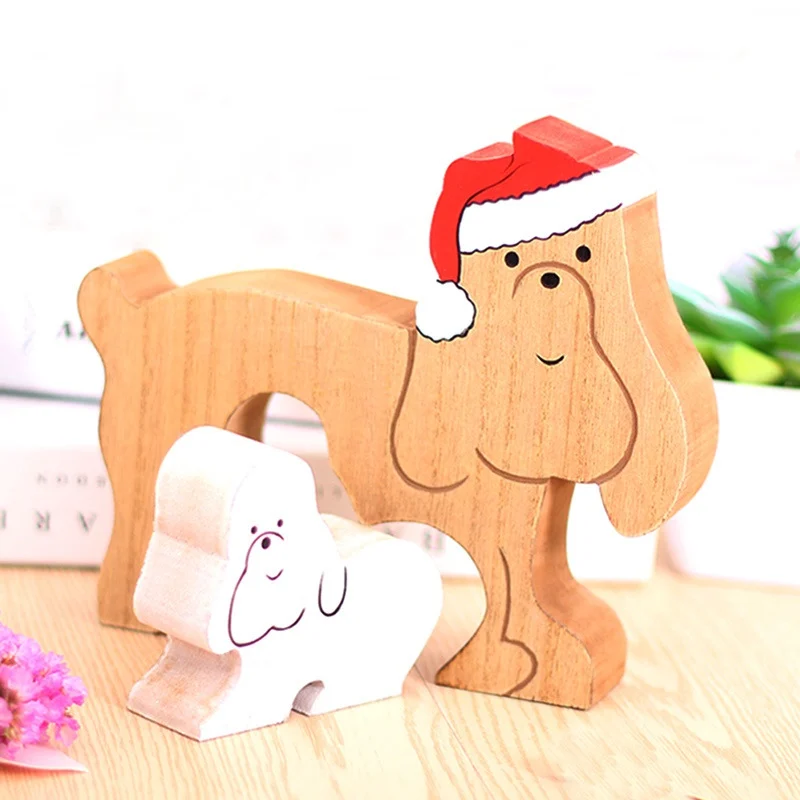 

Wooden Dog Christmas Desktop Decorative Ornaments Holiday Party Decor Wood Crafts Gifts 2020 New Year Xmas Tree Decor