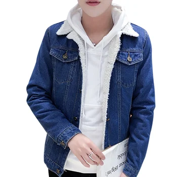 

Women Men Winter Warm Jackets Plush Collar Fleece Lined Casual Denim Coat Outwear GDD99