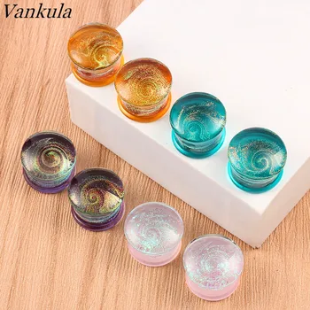 

Vankula 12PCS Multi Color Glass Ear Guages Plugs And Tunnels Stretching Kit Piercing Oreja Wholesale Round Mix Size 6-16mm Plug