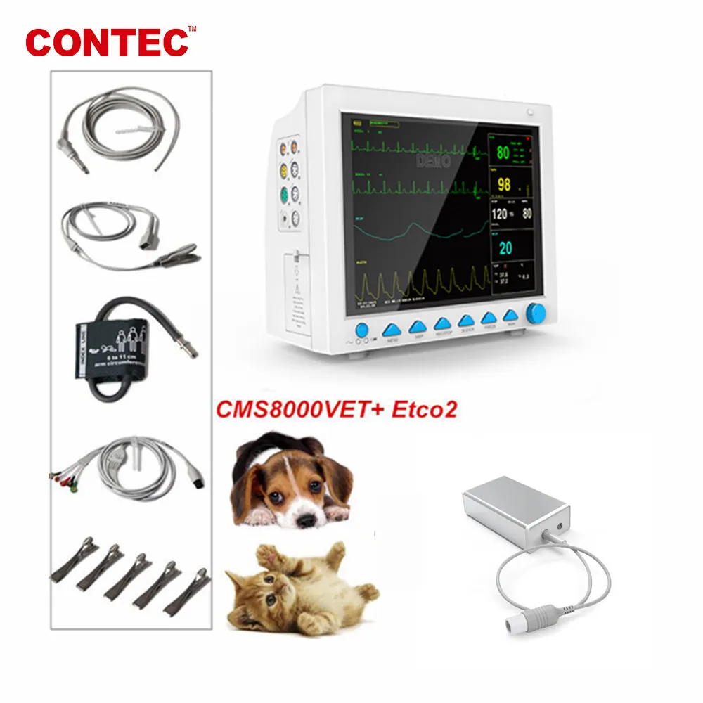 

CONTEC CMS8000VET Co2 Veterinary ICU Patient Monitor Capnograph Vital Signs 7 parameter +ETCO2