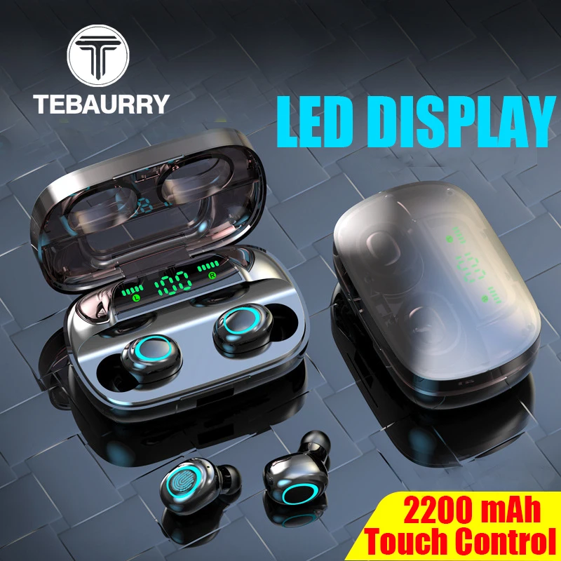 

TWS Bluetooth Earphones 8D Stereo Wireless Headphone Touch Control Mini Earbuds Wireless Headset with Mic 2200mAh for phone