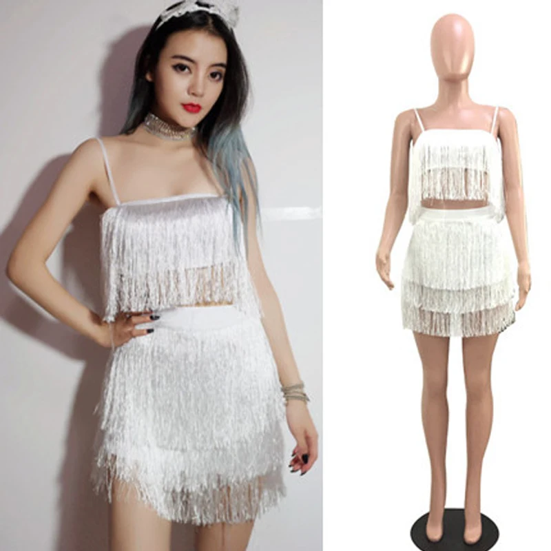 DJ Costume Sexy Tassel Skirts Stage Outfits Nightclub Female Singer Jazz Dance Performance Pole Clothing DQS2629 |