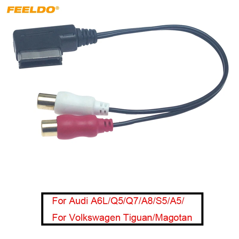 FEELDO 5 шт. аудио автомобиля Музыка MDI/AMI интерфейс для 2-RCA женский AUX кабель Audi Volkswagen