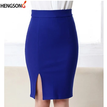 

Fashion Women Office Formal Pencil Skirt Autumn Elegant Slim Front Slit Midi Bodycon Skirts OL Bandage Skirts 5 COLORS