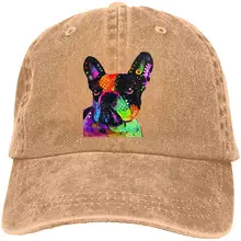 Ejiazhan7 Французский бульдог Ретро Регулируемая ковбойская Джинсовая Шляпа Унисекс Хип Хоп натуральный бейсболки