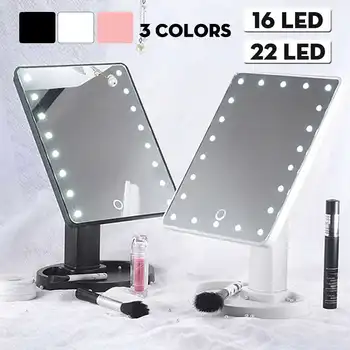 

16/22 LED Lighted Makeup Mirror With Light Lamp Touch Screen Cosmetic Mirror Beauty Desktop Vanity Table Stand Mirrors