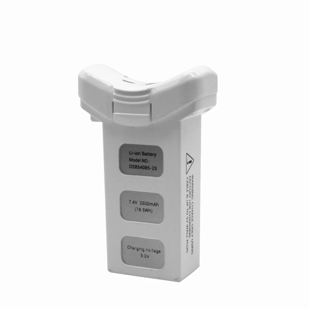 Batterie Lipo 7.4V 2500mAh pour Drone Holy Stone HS100, placée à côté d'un drone pour comparaison.