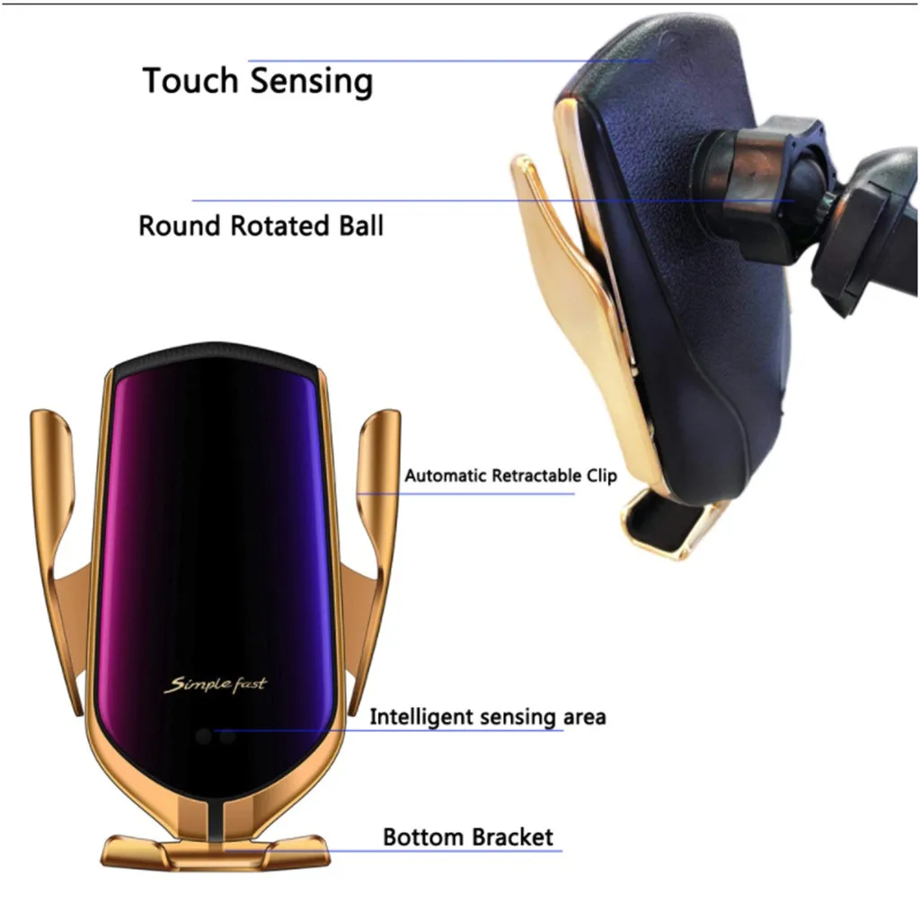 20% Qi Беспроводное Автомобильное зарядное устройство умный датчик s5 автоматический зажим держатель быстрая зарядка для iPhone XS Max XR X 8 samsung S10