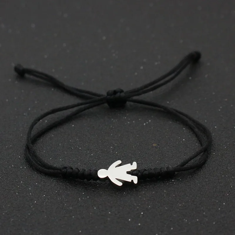 

Cute Bear Brand Handmade Braid Bracelet Silver Color Lovely Little Boy String King Kong Knot Charm Bracelet Men Jewelry Couple