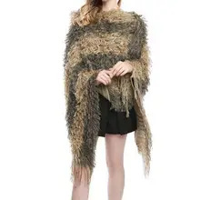 

Women Sweater Cape Coat Elegant Shawl Pullovers Fashion Tassel Furry Autumn Winter Knitted Loose-fitting Poncho Coat for Daily