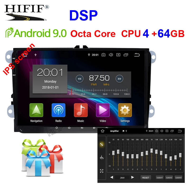 Excellent IPS DSP Android 9.0 multimedia player for VW PASSAT B6 B7 V7 Golf 5 6 BORA Tiguan Fabia Rapid Seat Leon Altea Toledo no DVD 0
