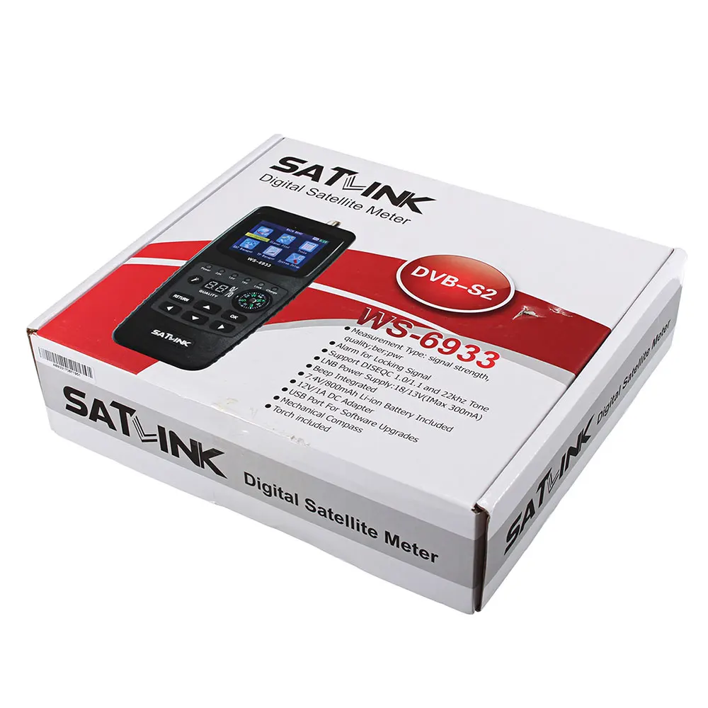 США штекер Satlink WS-6933 DVB-S2 FTA цифровой спутниковый сигнал Finder метр детектор сигнала компактный