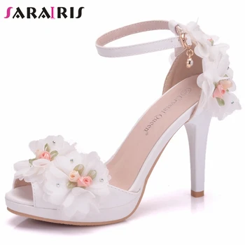 

SaraIris Sweet Bridal High Heels Sandals Women Summer Cute Date Sandals Ladies Sweet Flowers Shoes