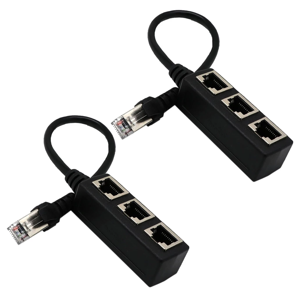 2 шт. RJ45 Сплиттер Адаптер от 1 до 3 гнездовой порт LAN разъем ethernet сплиттер