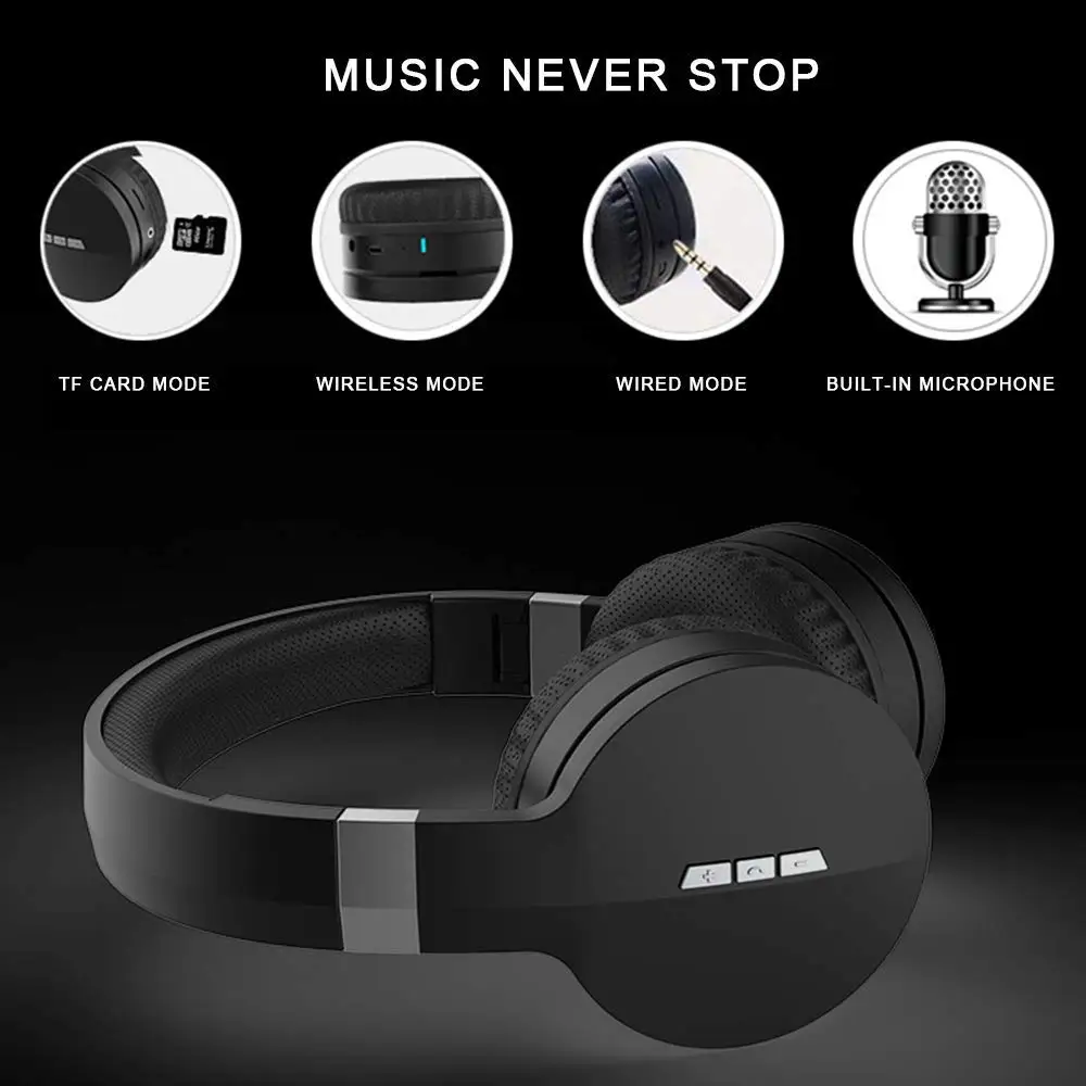 

Folding Hifi Wireless Headphones Stereo Casque Audio Bluetooth 5.0 Headset with Microphone Music Headphone Support SD TF Card