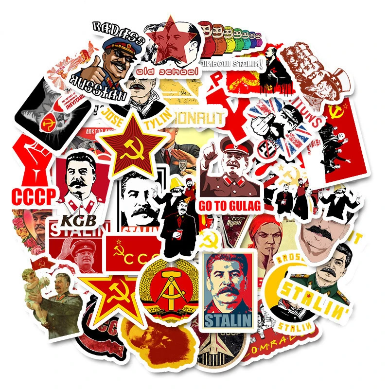 50 шт, смешанные цвета, Советского Союза Сталин СССР CCCP пляжные сарафаны водонепроницаемые наклейки ПВХ скейтборд телефон мотоцикл Чемодан ноутбук гитарная наклейка