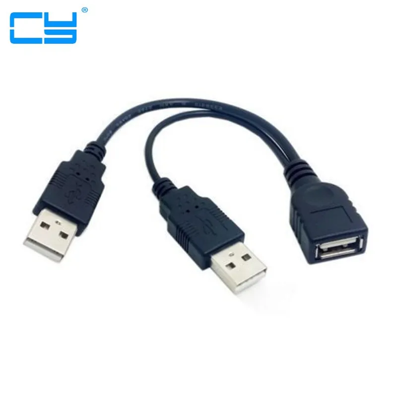 USB 2.0 Female A to Dual A Male Data Y Cable HDD Power Supply Cord for External 2.5" Hard Disk Drive