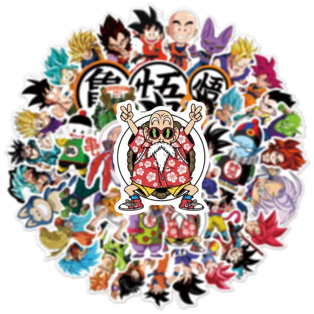50 Japanese Anime Dragon Ball Graffiti Stickers PVC Waterproof Stickers Luggage Laptop Stickers 2