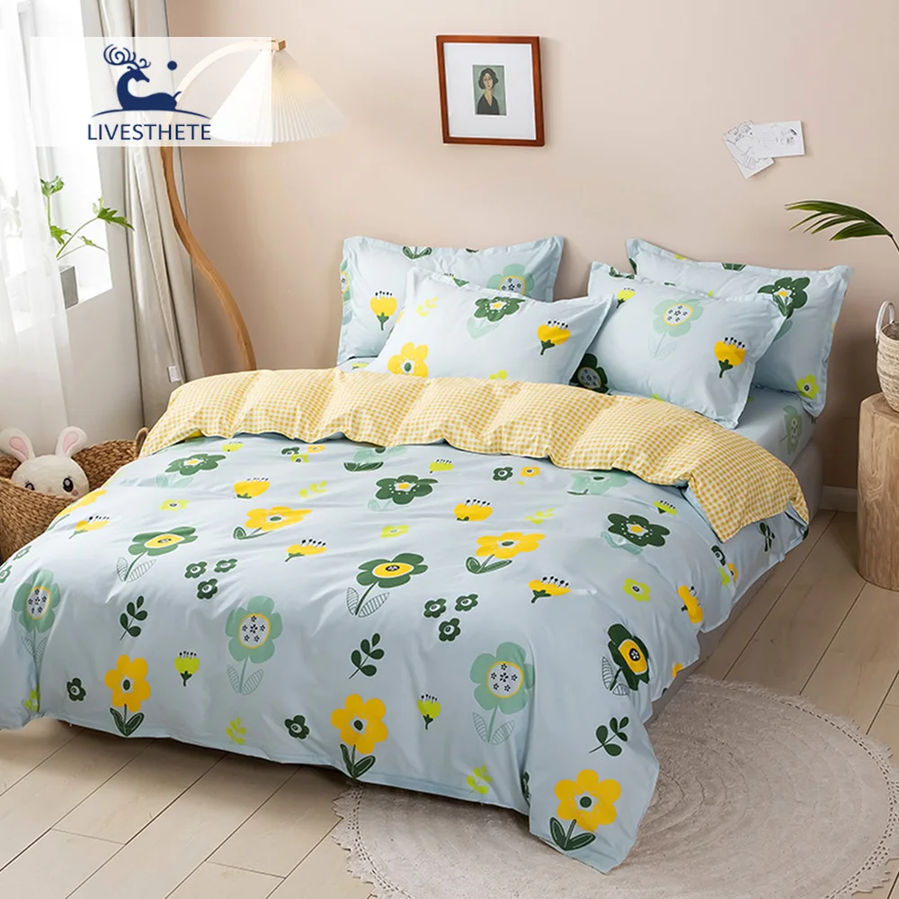 

Liv-Esthete Fashion Bedding Set Duvet Cover Fitted Sheet Elastic Band Pillowcase Twin Child Queen Double Bedspread Bed Linen Set