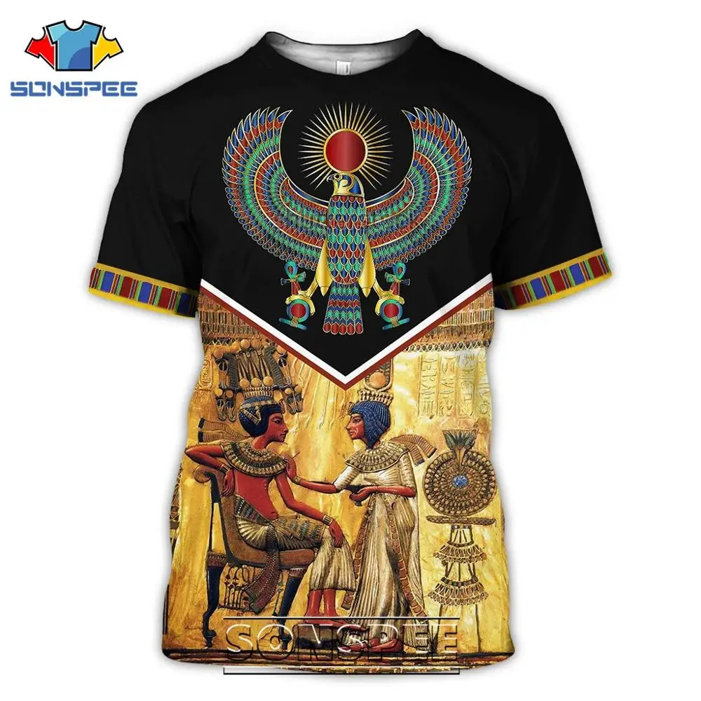 

SONSPEE Ancient Egyptian Egypt God Pharaoh Men T Shirts Casual Camouflage Short Sleeve 3D Print Eye of Horus Man Tees Tops Shirt