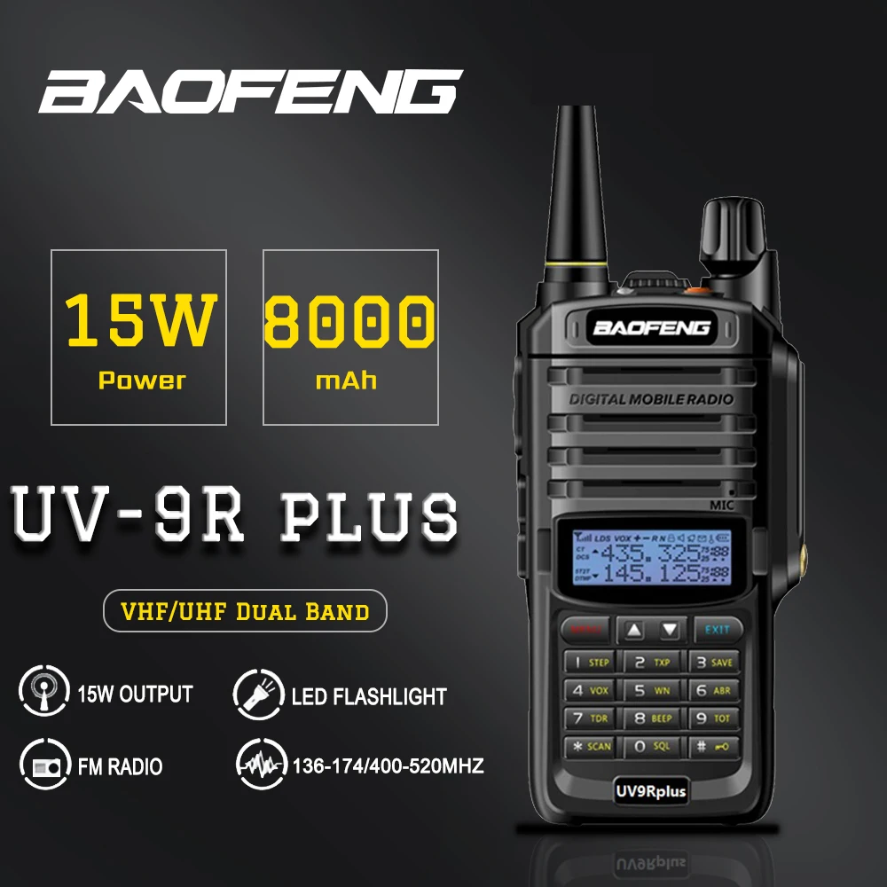 

High Power Baofeng UV-9R Plus Two Way Radio Waterproof IP67 Walkie Talkie Dual Band Handhel Long Range UV9R plus Portable Radio