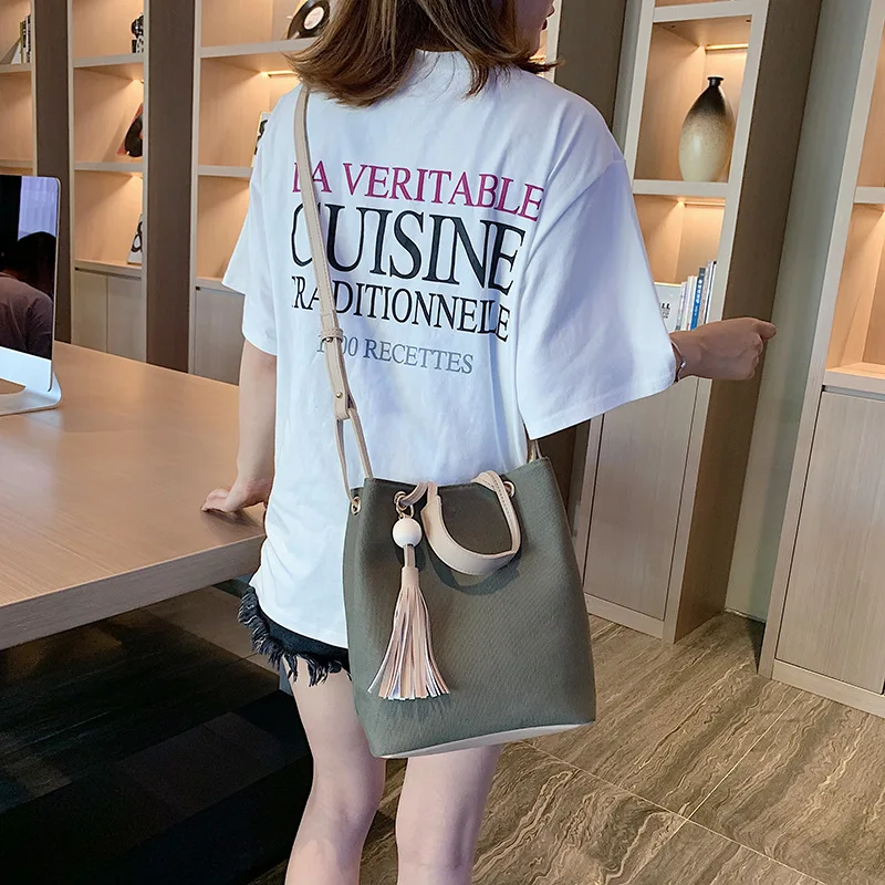 

Summer 2019 European and American retro bucket bag leisure big bag handbag single shoulder bag