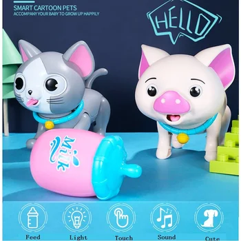 

Interactive Toys Intelligent Dog Cat Pig Toys Cute Animals Robot LED Eyes Sound Smart Electronic Pet Toys For Children Kids