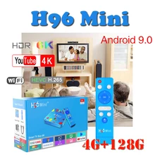 Newest Smart console H96 MINI android 9.0 tv box bluetooth Wifi 2.4G/5G Quad-Core Allwinner H6 4GB 128GB Set-Top-Box for Youtube