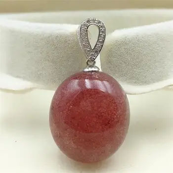 

Newly Natural Red Ice Strawberry Quartz Pendant 22x20x11mm For Women Gemstone Oval Love Stone Jewelry AAAAA
