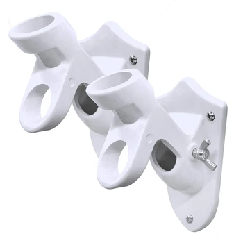 

2 Pcs Aluminum Flagpole Bracket White Powder Coated, 2-Position Pole Holder,1 Inch Inner Diameter