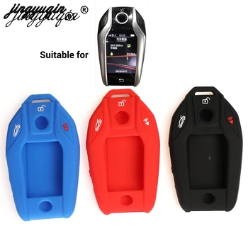 

jingyuqin 30pcs Silicone car key case cover Key Shell Key Bag for 2018 2017 2016 BMW 7 series I12 G12 G11 Keyless LCD