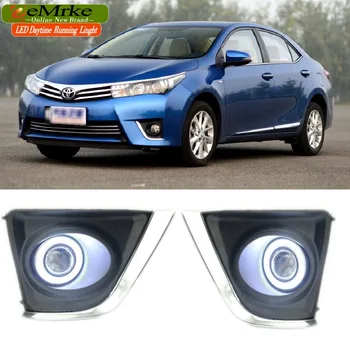 

eeMrke LED Angel Eyes DRL For Toyota Corolla 2013 2014 2015 E170 Wide Fog Lights H11 55W Halogen Bulbs Daytime Running Lights