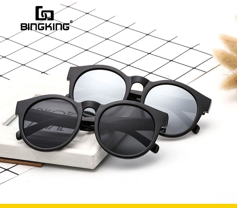 

BINGKING Men Women Sunglasses Oversized Round Frame Cat Eye Brand Designer Sunglasses