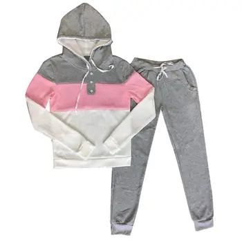

Autumn New Spell Color Stitching Women Hoodies Pullover Fleece Loose Female Tracksuits Casual Round Neck Sweatshirt
